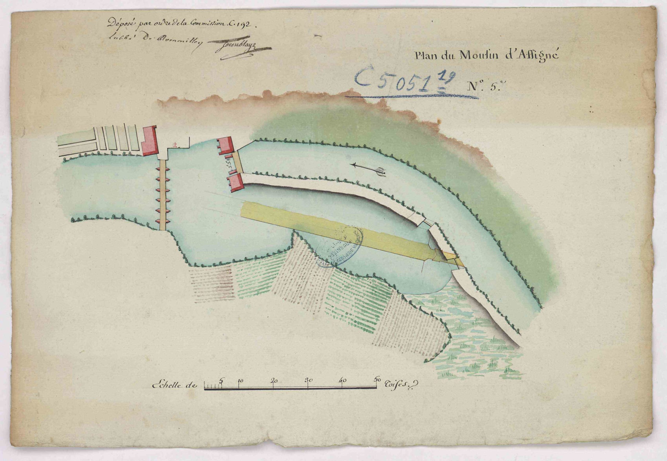 Plan du moulin au XVIIIe siècle