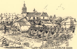 L'ancien pont d'Acigné en 1889.