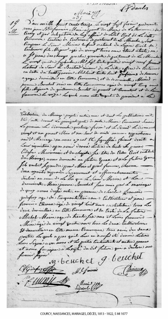 Acte de mariage sieur Morice 1813